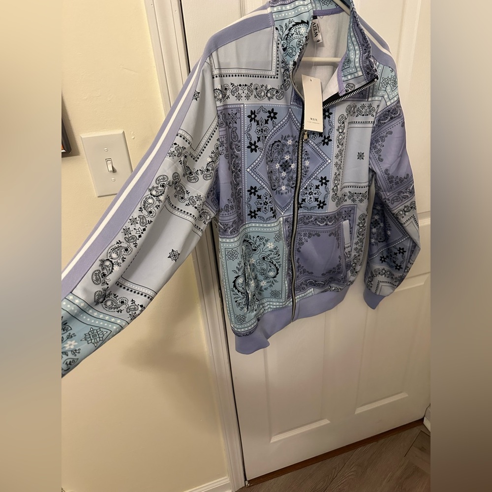 Blue and Gray Patterned Jacket NWT - image 2